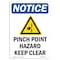 Signmission OSHA Notice Sign, 14" Height Rigid Plastic, Pinch Point Hazard Sign With Symbol, Portrait OS-NS-P-1014-V-17290 - alternate 1